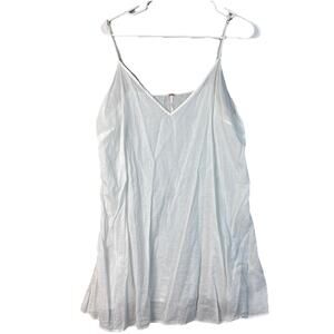 Free People Slip Dress Size Med Ivory White Fairycore Strap Cotton Flowy Sheer